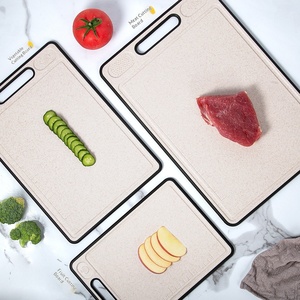 Planche à découper de cuisine double face antidérapante et antibactérienne, pour viande et ail, multi-usages, ensemble de trois pièces - Product Image 2