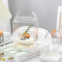 Boîte à gâteau de Noël de 3 à 8 pouces avec plateau à fleurs et poignée de transport portable, boîtes cadeaux en plastique transparent