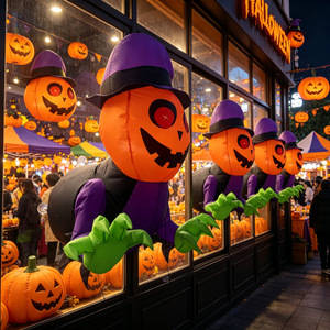 Nouvelle Citrouille Gonflable d'Halloween 2026 de 1M, Décor Extérieur Gonflable avec LED Intégrées, Se jetant à l'extérieur de la Fenêtre - Product Image 2