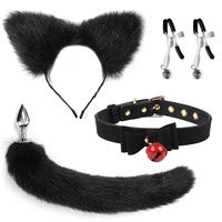Ensemble SM Multicolore : Plug Anal Queue de Renard Sexy, Pince à Tétons, Collier Nœud Papillon, Jouets Sexuels Fétichistes Animaux Cosplay