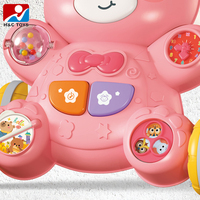 Marche-bébé et table d'activités 2-en-1 Little Bear en plastique et TPE, rouge, jouet à pousser et à tirer pour enfants avec musique H&C TOYS