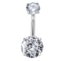Piercing corporel en titane ASTM F136 14G avec incrustation de zircone cubique sertie à griffes, barbell incurvé pour sourcil, piercing de nombril, boucles d'oreilles et piercing de lèvre