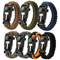 Kit d'équipement de survie Anthrive Outdoor 5 en 1 : sifflet, boussole, grattoir, cordon de parachute, bracelet de survie en paracorde avec boussole