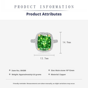 Nouveaux articles tendances et très demandés pour 2026 en bijouterie : bague en cuivre plaqué or 10*12mm avec zirconium coloré taille glace pour femme - Product Image 2