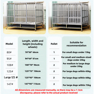 Gabbia per Cani in Acciaio Inox Personalizzata 94*64*81cm per Interni con Vassoio Inferiore in Plastica e Ruote Universali Economica - Product Image 6
