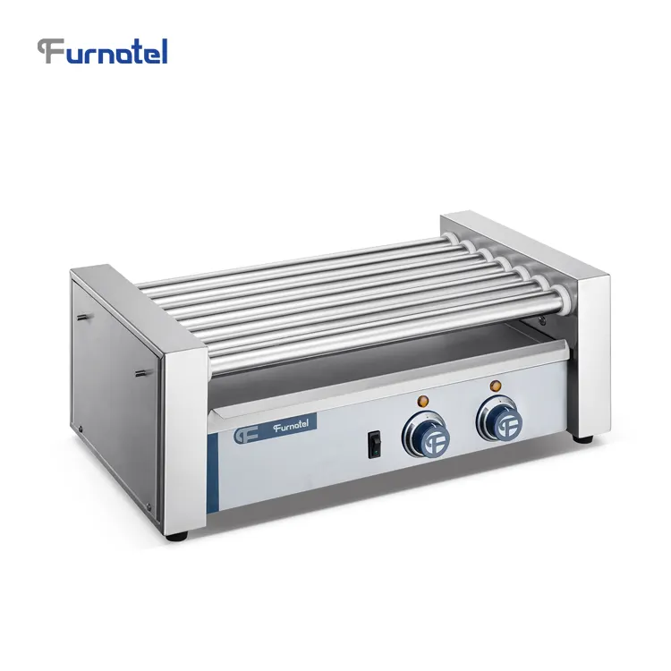 UAE Warehouse Stock Clearance Food Truck Commercial 2 Controllers Hotdog Hot Dog Grill Roller Machine with 5/7 Roller