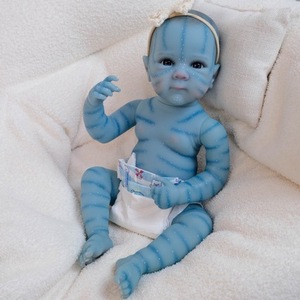 Muñeca Reborn de 20 pulgadas, diseño de elfo de piel azul fantasía, muñeca recién nacida realista, juguete coleccionable de vinilo hecho a mano para niños y amantes de las muñecas - Product Image 1