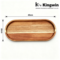 Groothandel Natuurlijke Acacia Houten Ovale Schaal Op Maat Met Logo voor Koffie Snacks Fruit Hotel Restaurant Huisdecoratie FSC BSCI
