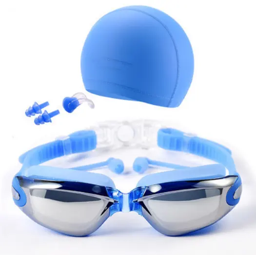 2024 Swimming cap nose clip earplug goggles for swim No Leaking Adult UV Protection Triathlon Anti Fog Swimming Goggles cap set