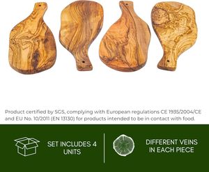 Juego <span class=keywords><strong>de</strong></span> tablas <span class=keywords><strong>de</strong></span> cortar <span class=keywords><strong>de</strong></span> madera <span class=keywords><strong>de</strong></span> oliva natural, tablas <span class=keywords><strong>de</strong></span> servir pequeñas, ideal para <span class=keywords><strong>tapas</strong></span>, aperitivos, queso, jamón, pan, Juego <span class=keywords><strong>de</strong></span> 4 - Product Image 3