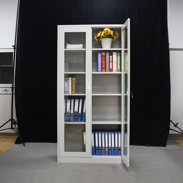 Hot Sale Office Furniture Metal File Cabinet Steel Storage Swing Door Steel Cupboard With 4 Shelves