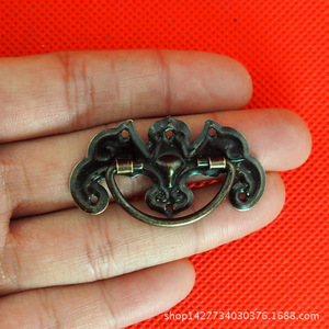 Antique Furniture <b>Handle</b> 44mm X 24mm Traditional Design Drawer Pull Novelty Shape Durable <b>Copper</b> Finish - Product Image 2