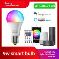 Ampoule LED Intelligente Wi-Fi, Contrôle Vocal via l'Application Alexa, Télécommande 2.4G, Multicolore RGB pour la Nuit, les Fêtes et les Jeux, Appareils Domestiques Intelligents