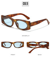 Lunettes de soleil tendance à monture carrée transparente, petit format, style vintage, avec rivets, imprimé léopard, rectangulaires, audacieuses et foncées, populaires