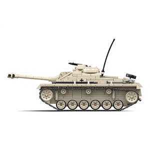 100307 pour garçons LESHOW WW2 Chars allemands StuG <span class=keywords><strong>III</strong></span> en plastique ABS, mini-armes, figurines de soldats, jouet de construction et de bricolage - Product Image 2