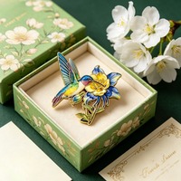 Broche Colibri Hibiscus en Alliage de Zinc Émaillé, Épingle de Revers Colorée à Motif Floral, Bijou Décoratif pour Vêtements Féminins, Cadeau Tendance