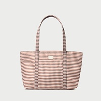 Maßgefertigte Reißverschluss-Tragetasche für Alltag und Reisen, Wasserabweisend, Nylon, Gingham-Muster, mit Laptopfach und Gepolsterten Schultergurten