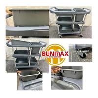 Chariot de service en plastique à 3 niveaux Sunmax Exclusive pour hôtel, restaurant, cuisine, gris noir, modèle 498562