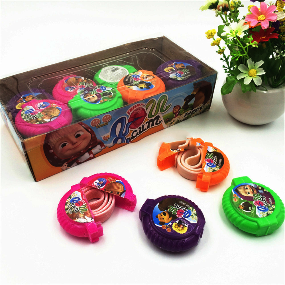 Fruit flavor magic long crazy roll bubble gum tape candy