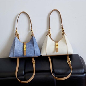 Bolso de <span class=keywords><strong>mano</strong></span> Retro Vintage Blanco marrón para mujer, bolso de <span class=keywords><strong>mano</strong></span> de gama alta con correa para el hombro - Product Image 3