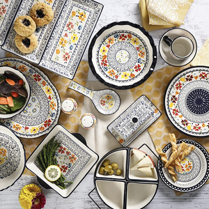 Bakeware del commercio all'ingrosso Dipinto A Mano Disegno Floreale <span class=keywords><strong>Blu</strong></span> Rotondo In Porcellana Torta Piatto Recrangular In Ceramica strumenti di Cottura Pan - Product Image 4