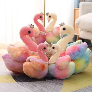 Lindo colorido Squishy Peluches Tie-dye Animales Dream Crown Cisne Flamingo Peluche Muñeca para niñas Regalo Decoración de la habitación - Product Image 6