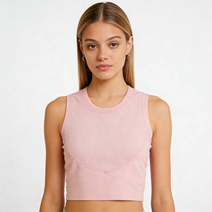 Women's Cropped Short <strong>Top</strong> with Chest Cushion Sports Vest - Product Image 4