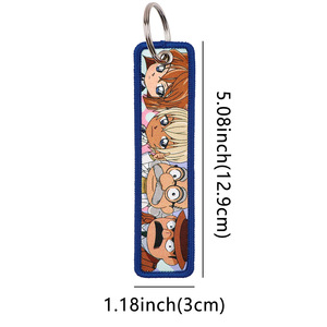 Hotsale 10 Styles <b>Anime</b> Embroidery <b>Keychain</b> Woven Label Keyring Salorr Moom Hanter Hawk Pendant Accessories Wholesale - Product Image 3
