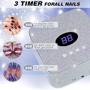 Rechargeable UV LED Nail Dryer Multi-Function <b>Table</b> <b>Lamp</b> for Home and Salon Use Curing LED Gel Professional <b>Portable</b> - Product Image 2