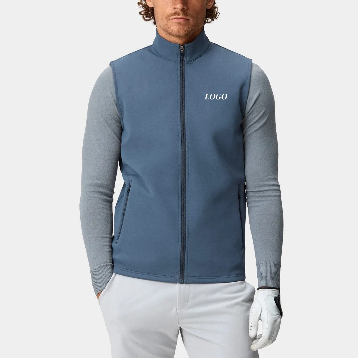Nuovo design invernale personalizzato elastan patchwork full zip leggero a prova di vento senza maniche sport utility golf gilet da uomo