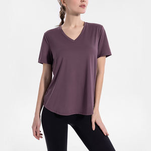 Camiseta grande para deportes al aire libre de secado rápido para <span class=keywords><strong>mujer</strong></span> Fat Sister 100kg Yoga Top Running Fitness Yoga manga corta - Product Image 5