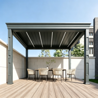 Pergola motorisée en aluminium à lames orientables, télécommande sans fil, étanche et résistante au soleil avec éclairage LED, idéale pour les jardins