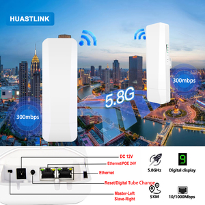 3km tầm xa điểm đến điểm cầu không dây 450Mbps 5.8G Mạng Ngoài trời Cắm và chơi PoE cung cấp điện <span class=keywords><strong>Wifi</strong></span> cầu không dây - Product Image 3