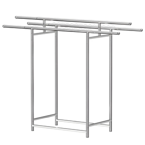 Porte-vêtements métallique robuste avec roulettes, usage commercial et domestique, hauteur réglable et design antirouille, supports et étagères de rangement - Product Image 5
