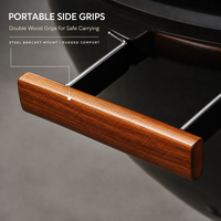 Barbecue au charbon pliable robuste Aurbrand - 41 cm, portable pour le camping en plein air, avec poignées en bois de qualité supérieure et roues tout-terrain
