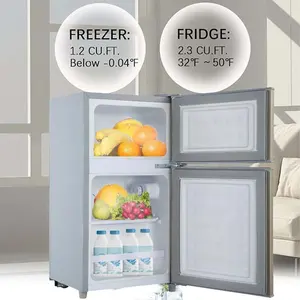 Refrigerador doméstico com plugue padrão dos EUA, refrigerador compacto para apartamentos de duas portas