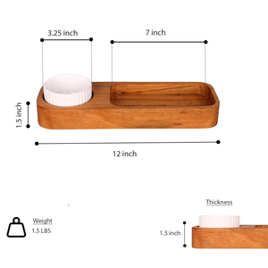 Bandeja de Servir de Madera de Acacia con Compartimentos Separados y Tazón de Cerámica para Salsas, para Servir Papas Fritas, Nachos, Queso, Frutas, Aperitivos - Product Image 5