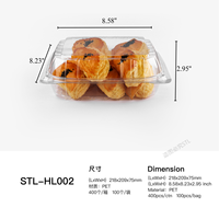 Jetable 8 pouces plateaux carrés alimentaire pâtisserie fromage dessert boîte conteneur en plastique transparent mini salade gâteau pâtisserie tranche boîte avec couvercle