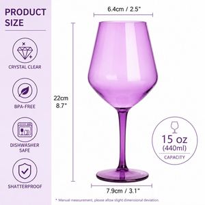 Cadeaux personnalisés avec logo, mariage, verres à vin colorés en plastique Tritan de 15 oz, verres à vin à long pied - Product Image 2
