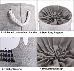 Opvouwbare waterdichte ronde wasmand van linnen & EVA-materiaal voor het organiseren van kleding, beddengoed en speelgoed - grote capaciteit opbergruimte - Product Image 6