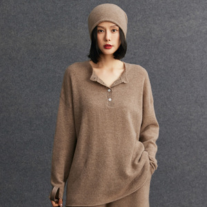<span class=keywords><strong>Pull</strong></span> en <span class=keywords><strong>cachemire</strong></span> et laine mélangée pour <span class=keywords><strong>femme</strong></span>, coupe ample, avec boutons aux épaules, fabrication sur mesure - Product Image 3