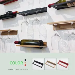 Estante colgante Rojo Negro para botellas de vino, estante de exhibición de vino de aleación de aluminio de lujo con luz creativa