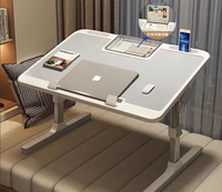 Bureau à réglage manuel pliable en métal pour ordinateur portable avec tiroir, bibliothèque et port USB
