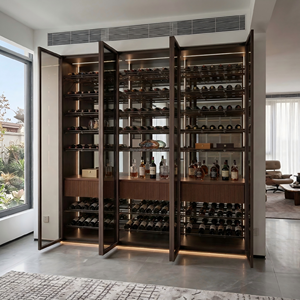 Sistema di Portabottiglie Moderno Minimalista di Lusso, Modulare, da Pavimento a Soffitto, in Metallo, con Cavi e Acrilico, per <span class=keywords><strong>Bar</strong></span> e Soggiorno - Product Image 5