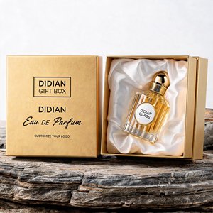 Flacon <span class=keywords><strong>de</strong></span> <span class=keywords><strong>parfum</strong></span> vide sur mesure avec logo estampé or, rayures verticales rondes et emballage coffret cadeau – Solution d'approvisionnement unique et professionnelle - Product Image 2