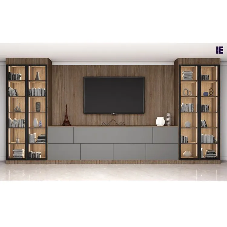 Mueble de sala de estar de lujo, mueble moderno y sencillo, unidad de entretenimiento, soporte de tv de madera con almacenamiento