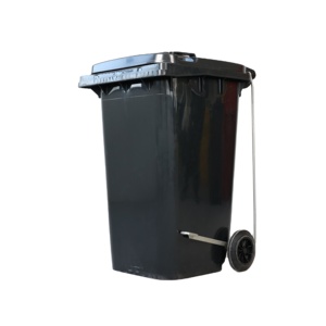 240l recycle plastic waste bins black outdoor garbage dustbin manufacturer golden supplier pedal bin trash can