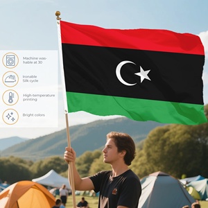 Fabricante de Banderas Deportivas Personalizadas, Bandera Nacional de Libia de 90x150cm, Estrella y Media Luna Libia, Rojo, Negro, Verde, Poliéster - Product Image 5