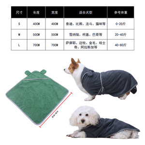 Pet-friendly Microfiber Absorbent <b>Towel</b> With <b>Hood</b> Dark Green And Dark Gray For Dog Grooming - Product Image 4