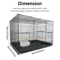 Nouvel arrivage Grande cage à oiseaux facile à nettoyer Volière en métal pour perroquet canari Deux portes Cage à oiseaux de forme carrée pour animaux de compagnie